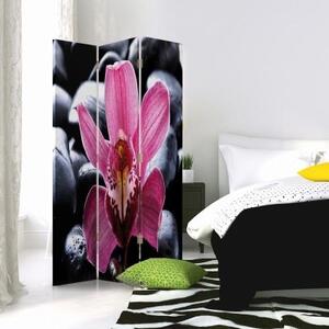 Ozdobný paraván Zen Flower Pink - 110x170 cm, trojdielny, klasický paraván