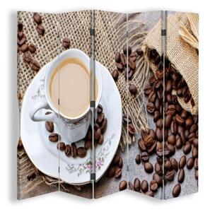 Ozdobný paraván, Rozptýlená kávová zrna - 180x170 cm, päťdielny, klasický paraván