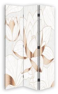 Ozdobný paraván Lotosový květ hnědý - 110x170 cm, trojdielny, klasický paraván