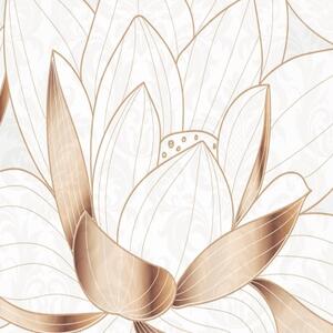 Ozdobný paraván Lotosový květ hnědý - 180x170 cm, päťdielny, klasický paraván