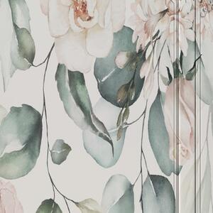 Ozdobný paraván Květiny Pastelové listy - 180x170 cm, päťdielny, klasický paraván