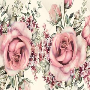 Ozdobný paraván Růže Květiny Růžová - 145x170 cm, štvordielny, klasický paraván