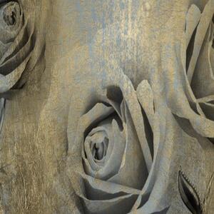 Ozdobný paraván Růže Květiny Zlato - 180x170 cm, päťdielny, klasický paraván