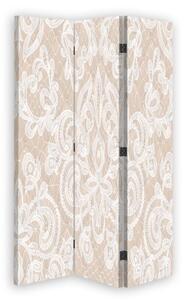 Ozdobný paraván Elegantní retro béžová - 110x170 cm, trojdielny, klasický paraván