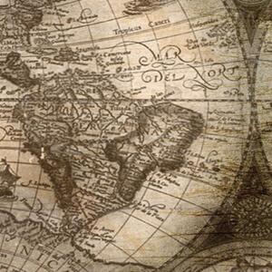 Ozdobný paraván, Starožitná mapa světa - 145x170 cm, štvordielny, klasický paraván