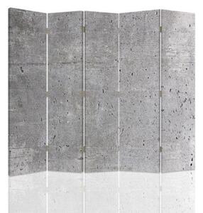 Ozdobný paraván Šedá betonová zeď - 180x170 cm, päťdielny, klasický paraván