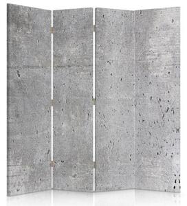 Ozdobný paraván Šedá betonová zeď - 145x170 cm, štvordielny, klasický paraván