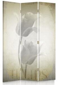 Ozdobný paraván, Retro tulipány - 110x170 cm, trojdielny, klasický paraván