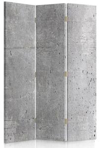 Ozdobný paraván Šedá betonová zeď - 110x170 cm, trojdielny, klasický paraván
