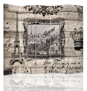 Ozdobný paraván, Bonjour Paris - 180x170 cm, päťdielny, klasický paraván