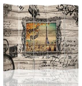 Ozdobný paraván, Stesk po Paříži - 180x170 cm, päťdielny, klasický paraván
