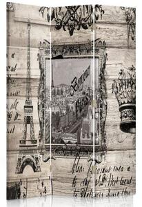 Ozdobný paraván, Bonjour Paris - 110x170 cm, trojdielny, klasický paraván