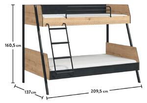 Cilek Študentská poschodová posteľ (90x200-120x200 cm) Black