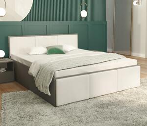 Manželská posteľ PANAMA T 120x200 so zdvíhacím dreveným roštom ŠEDÁ BIELA