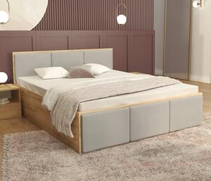 Manželská posteľ PANAMA T 180x200 so zdvíhacím dreveným roštom DUB SVETLO ŠEDÁ