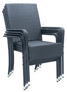 Polyratanové záhradné stoličky Yoro s podrúčkami 4ks set čierna