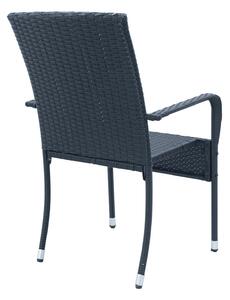 Polyratanové záhradné stoličky Yoro Set 2 stohovateľné s podrúčkami - čierna mramorovaná