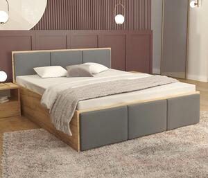 Manželská postel PANAMA T 120x200 se zvedacím dřevěným roštem DUB ŠEDÁ
