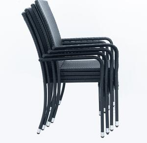 Polyratanové záhradné stoličky Yoro s podrúčkami 4ks set čierna