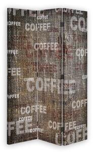 Ozdobný paraván Káva Vintage Retro nápis - 110x170 cm, trojdielny, klasický paraván