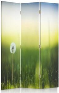 Ozdobný paraván, Moucha v zelené trávě - 110x170 cm, trojdielny, klasický paraván