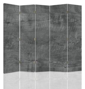 Ozdobný paraván, Šedé dřevo - 180x170 cm, päťdielny, klasický paraván