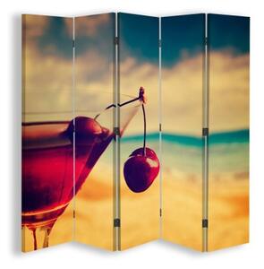 Ozdobný paraván Nápoj Beach Fruit - 180x170 cm, päťdielny, klasický paraván