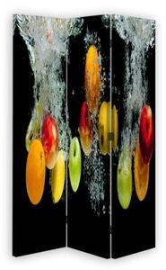Ozdobný paraván, Jablka ve vodě - 110x170 cm, trojdielny, klasický paraván