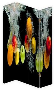 Ozdobný paraván, Jablka ve vodě - 145x170 cm, štvordielny, klasický paraván