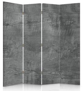 Ozdobný paraván, Šedé dřevo - 145x170 cm, štvordielny, klasický paraván