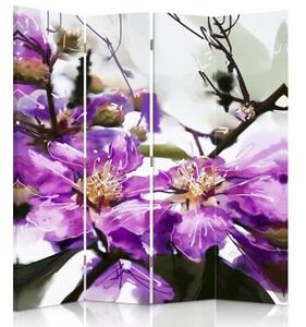 Ozdobný paraván, Magnetické květiny - 145x170 cm, štvordielny, klasický paraván