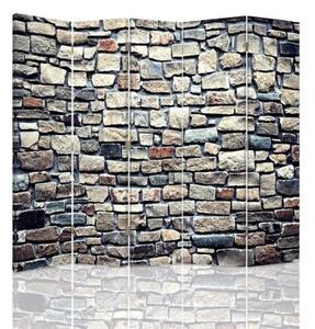 Ozdobný paraván, Kamenná zeď - 180x170 cm, päťdielny, klasický paraván