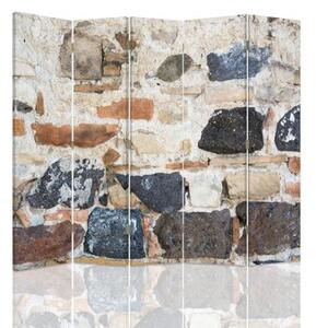Ozdobný paraván, Stará kamenná zeď - 180x170 cm, päťdielny, klasický paraván