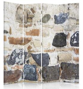 Ozdobný paraván, Stará kamenná zeď - 145x170 cm, štvordielny, klasický paraván