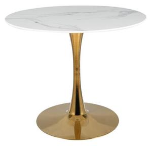 Jedálenský stôl ISPIRU biely mramor/zlatá