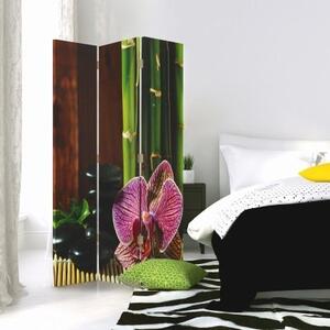 Ozdobný paraván Zen Orchid Bamboo - 110x170 cm, trojdielny, klasický paraván