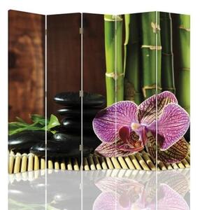 Ozdobný paraván Zen Orchid Bamboo - 180x170 cm, päťdielny, klasický paraván