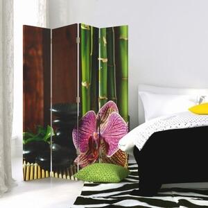 Ozdobný paraván Zen Orchid Bamboo - 145x170 cm, štvordielny, klasický paraván