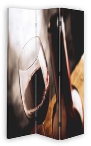 Ozdobný paraván Láhev vína - 110x170 cm, trojdielny, klasický paraván