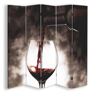 Ozdobný paraván Lampa na víno - 180x170 cm, päťdielny, klasický paraván