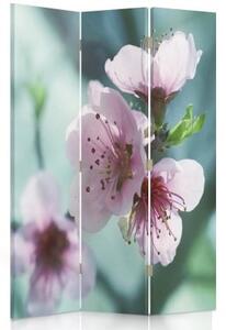 Ozdobný paraván Růžový květ jabloně - 110x170 cm, trojdielny, klasický paraván