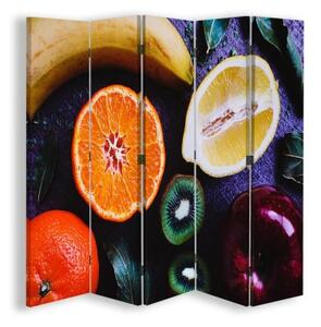 Ozdobný paraván, Šťavnaté ovoce - 180x170 cm, päťdielny, klasický paraván