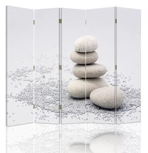Ozdobný paraván, Klid kamenů - 180x170 cm, päťdielny, klasický paraván