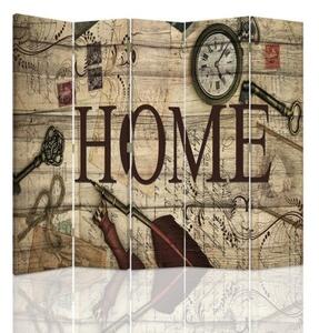 Ozdobný paraván Home Písmo Retro Brown - 180x170 cm, päťdielny, klasický paraván