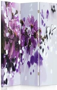 Ozdobný paraván Malované květiny béžová - 110x170 cm, trojdielny, klasický paraván