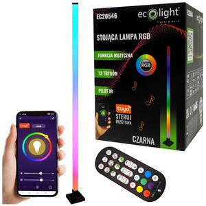 ECO LIGHT LED RGB stojacia lampa TUYA, čierna + diaľkový ovládač