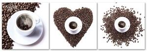 Obraz na plátně třídílný Srdce z kávových zrn - 90x30 cm