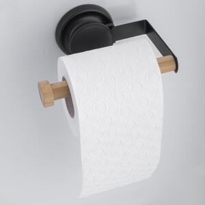 Erga Gavi, držiak na WC papier na prísavke, čierna matná-prírodná hnedá, ERG-YKA-CH.GAVI-BUP