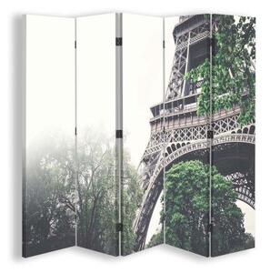 Ozdobný paraván Pařížská Eiffelova věž - 180x170 cm, päťdielny, klasický paraván