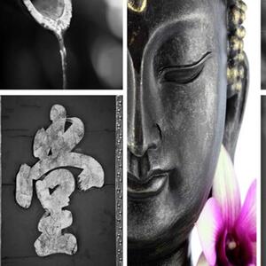 Ozdobný paraván Buddha Zen Květiny - 180x170 cm, päťdielny, klasický paraván
